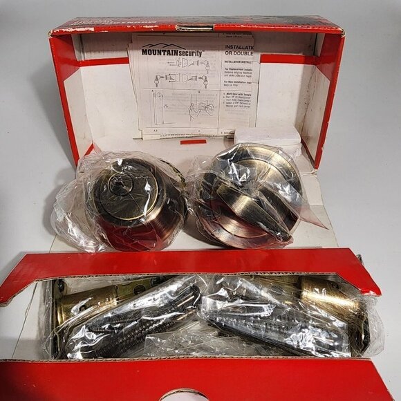 Mountain Security Single Cylinder Deadbolt Twin Pack Antique Brass Finish - Picture 7 of 10